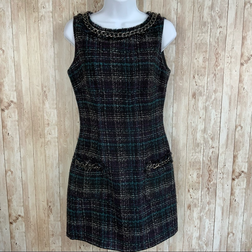 LAUNDRY BY SHELLY SEGAL TWEED CHAIN DRESS SIZE 2